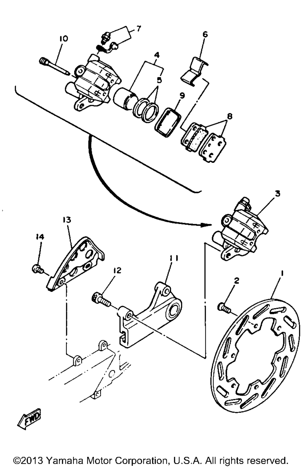 Rear brake caliper