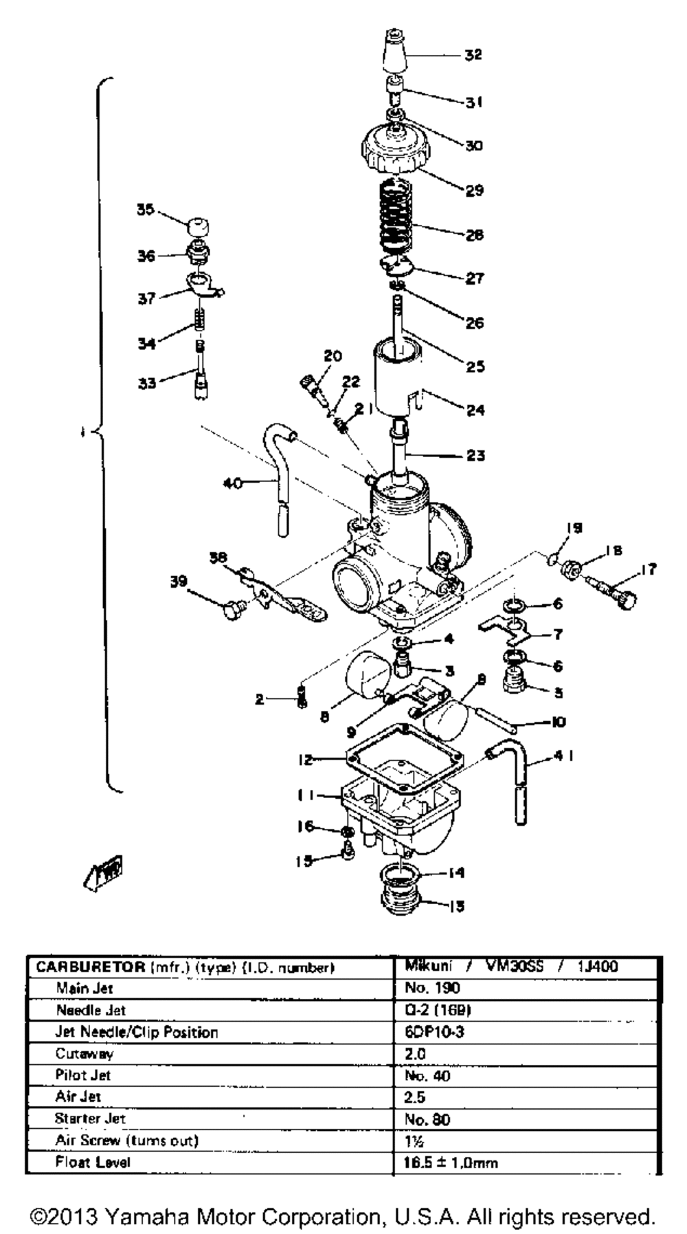 Carburetor yz100c