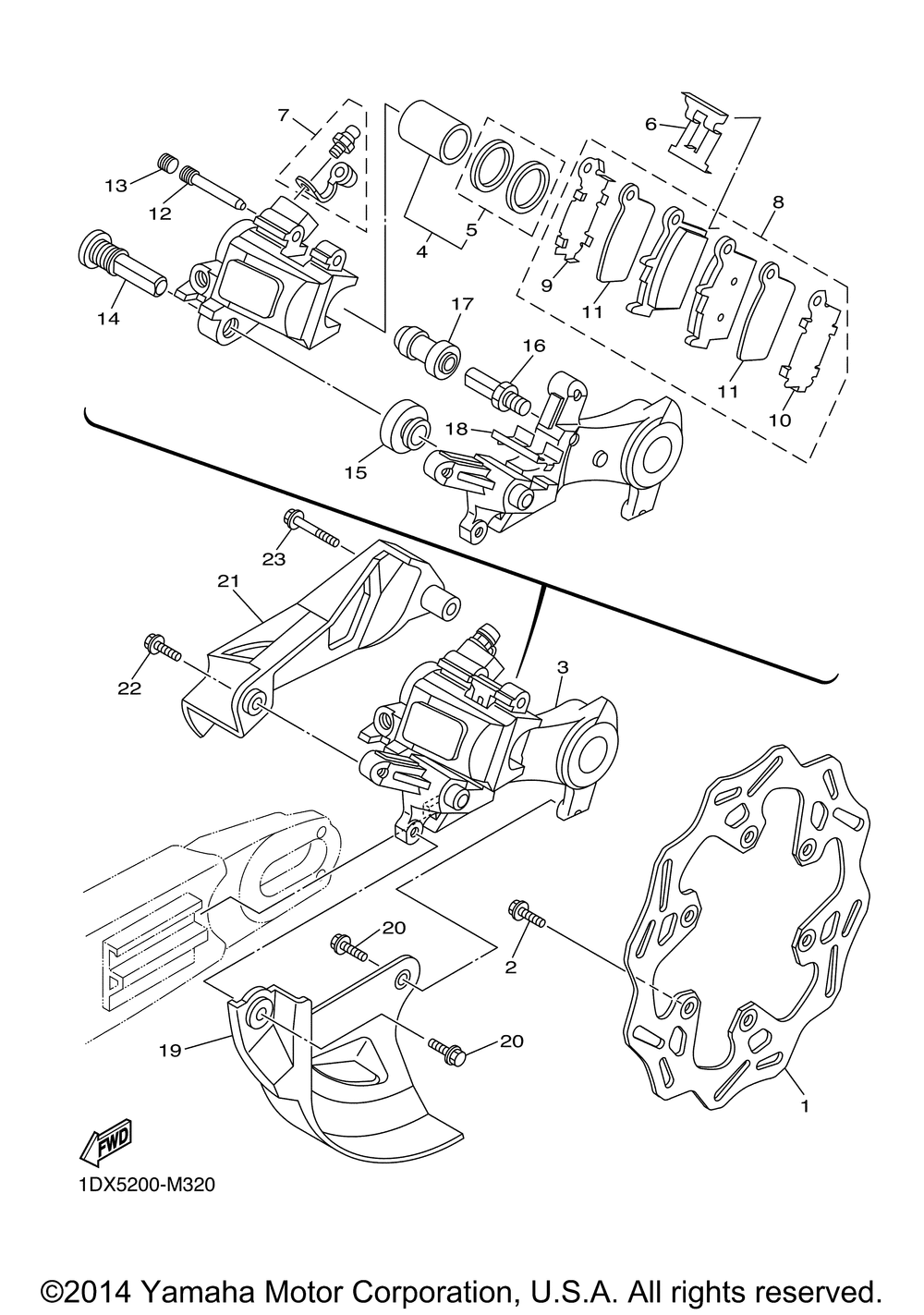 Rear brake caliper