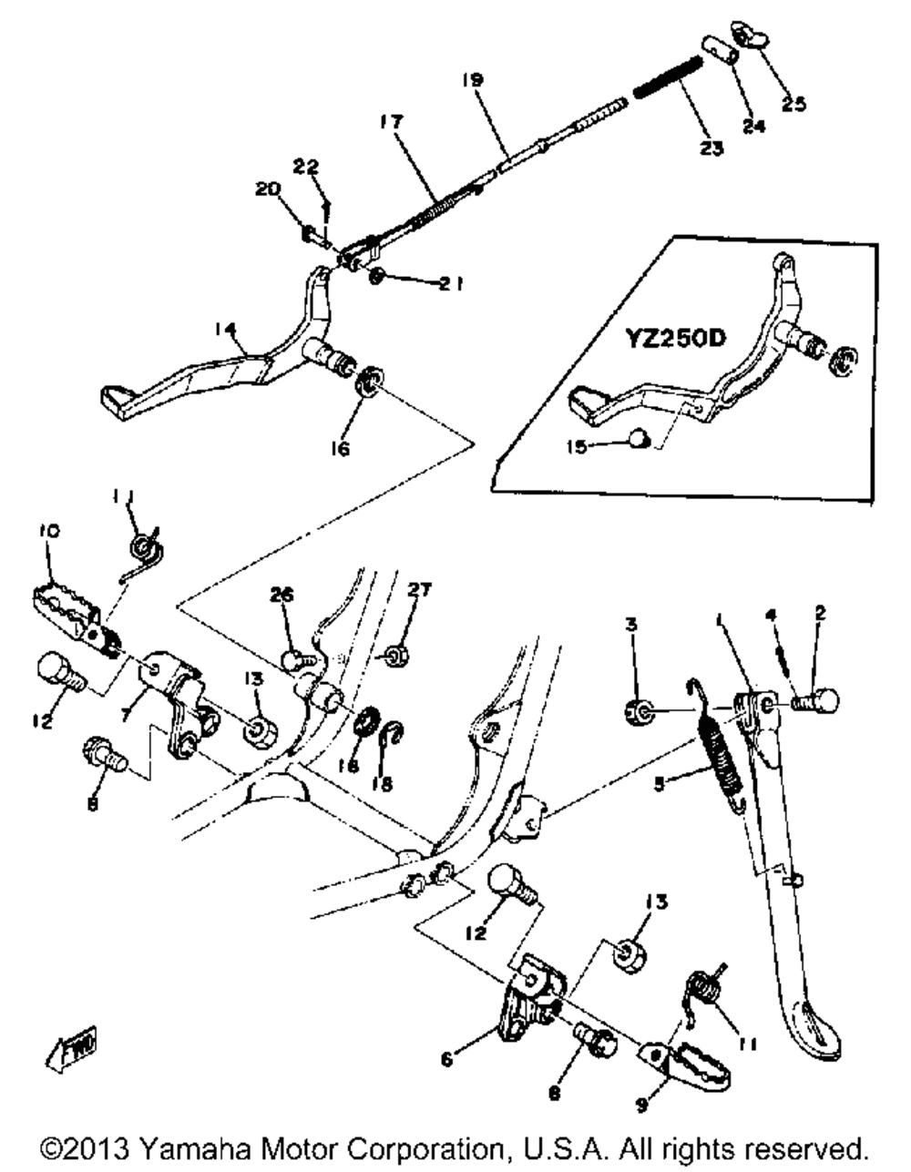 Stand-footrest-brake pedal yz250d - e