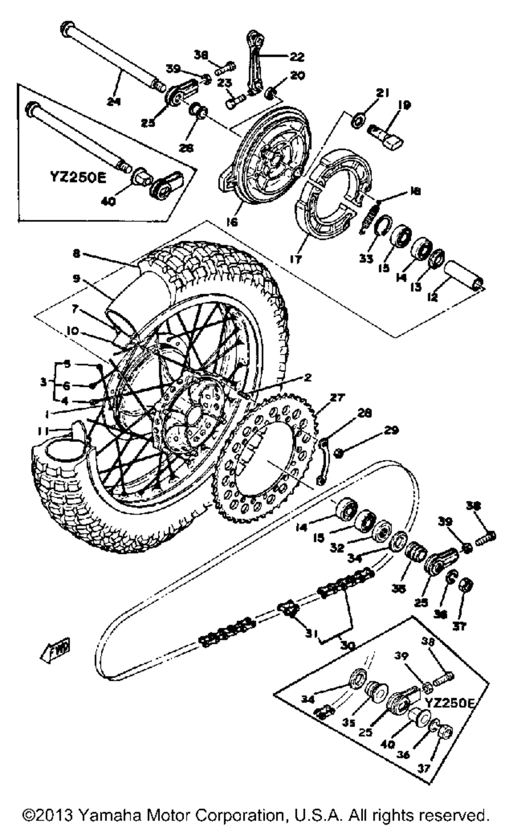 Rear wheel yz250d - e