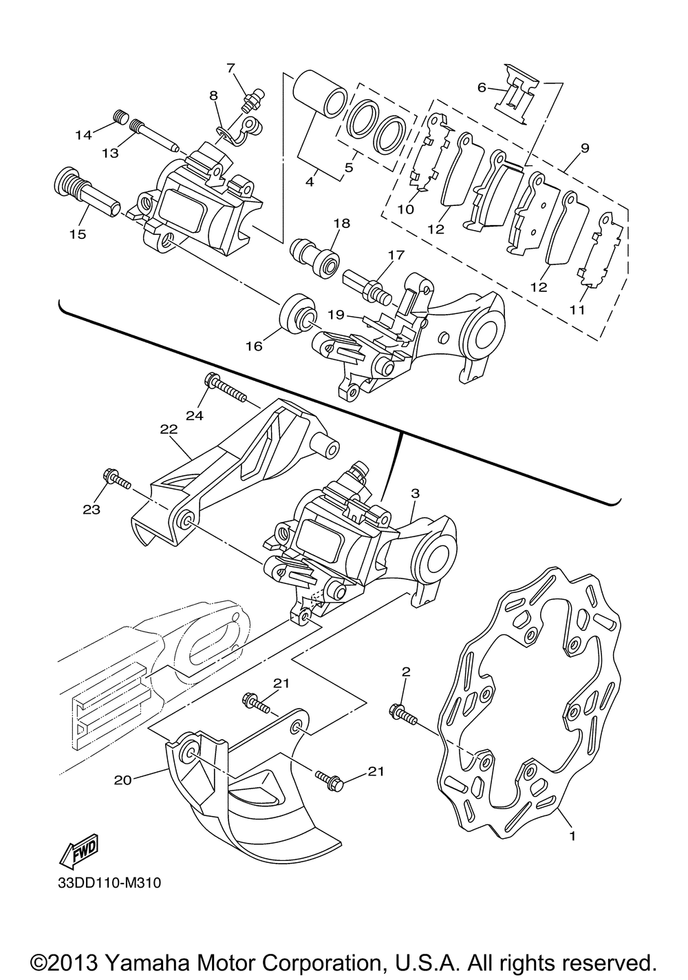 Rear brake caliper