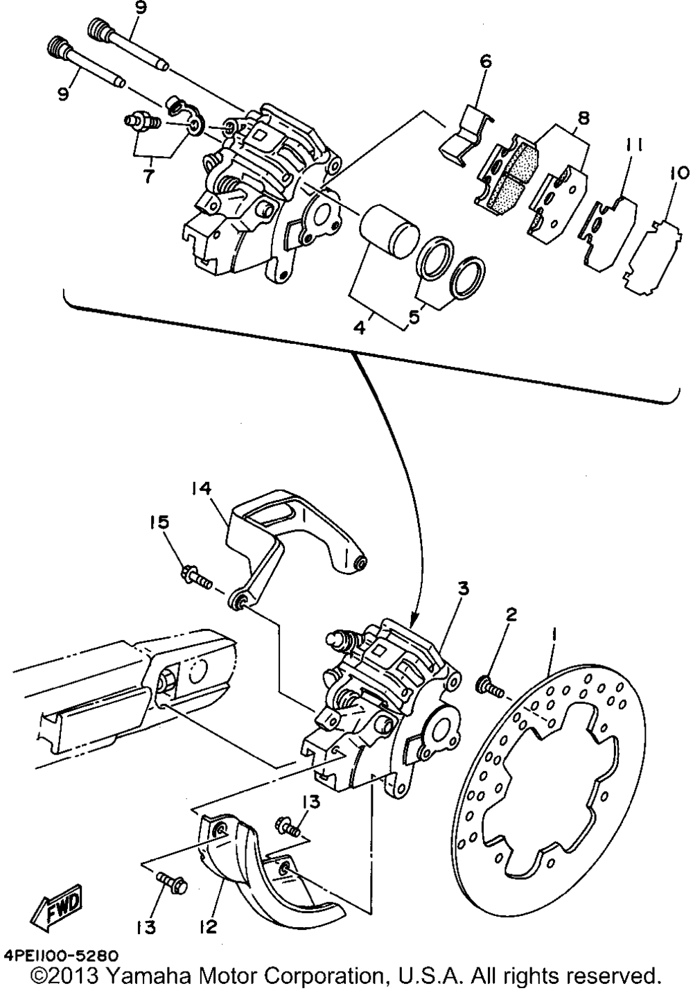 Rear brake caliper