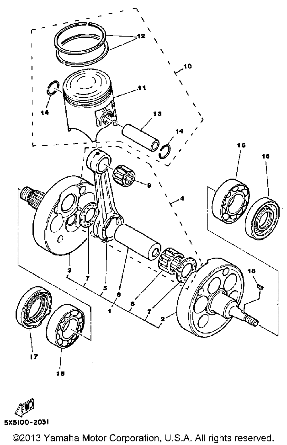 Crankshaft piston yz250k