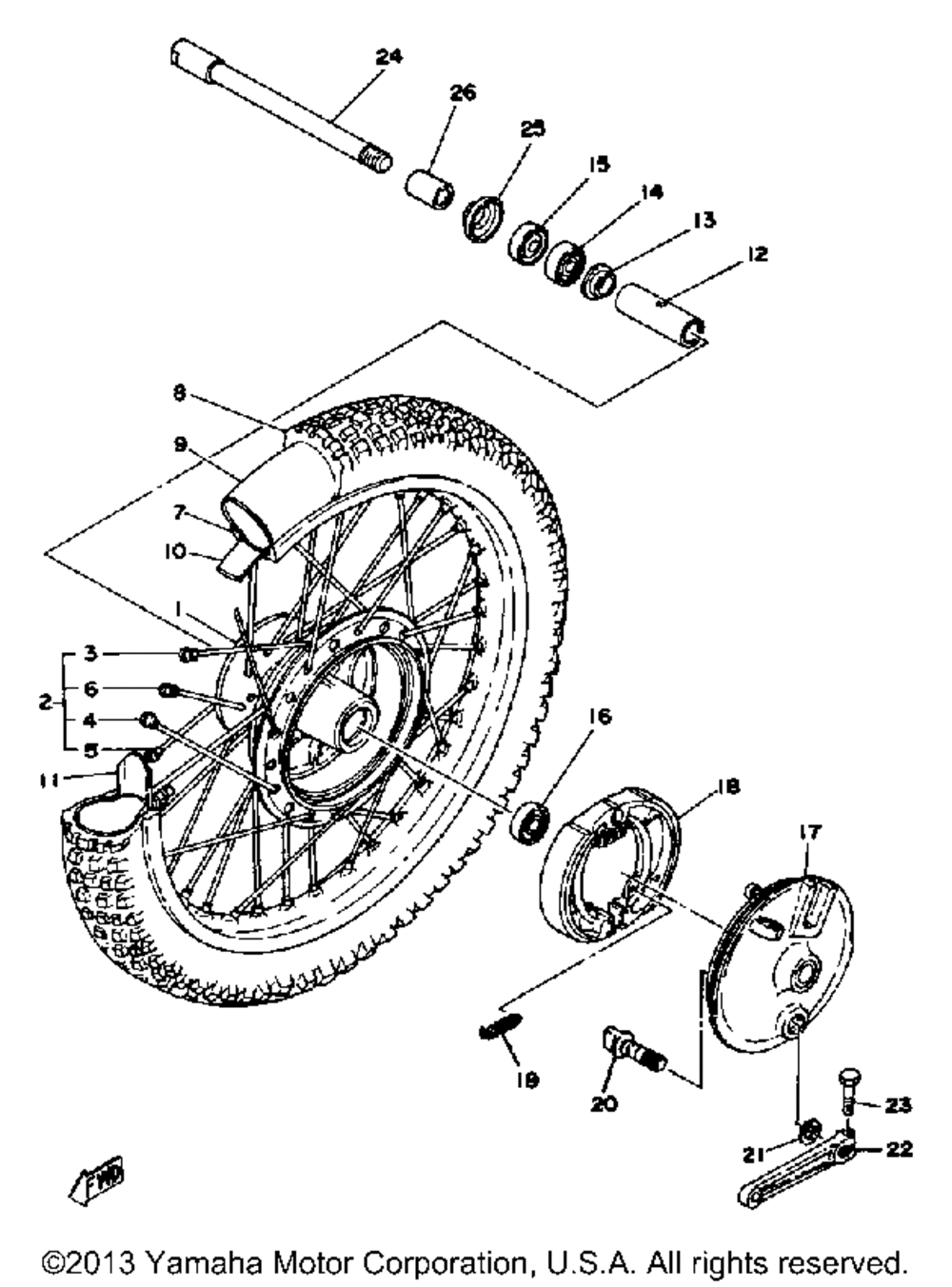 Front wheel yz400c d e