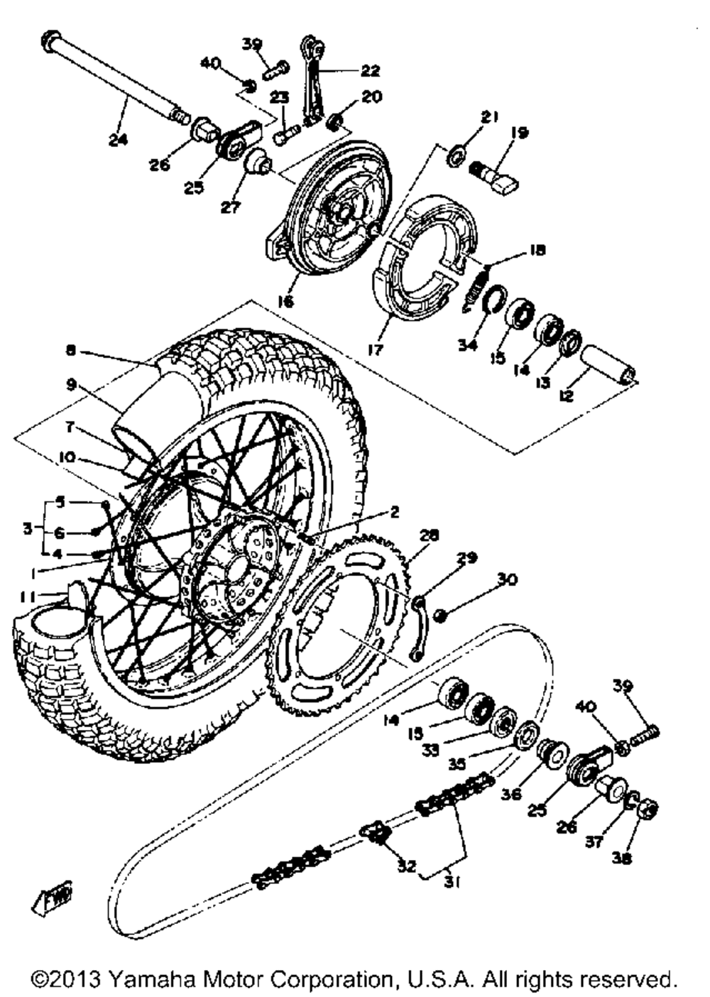 Rear wheel yz400d e