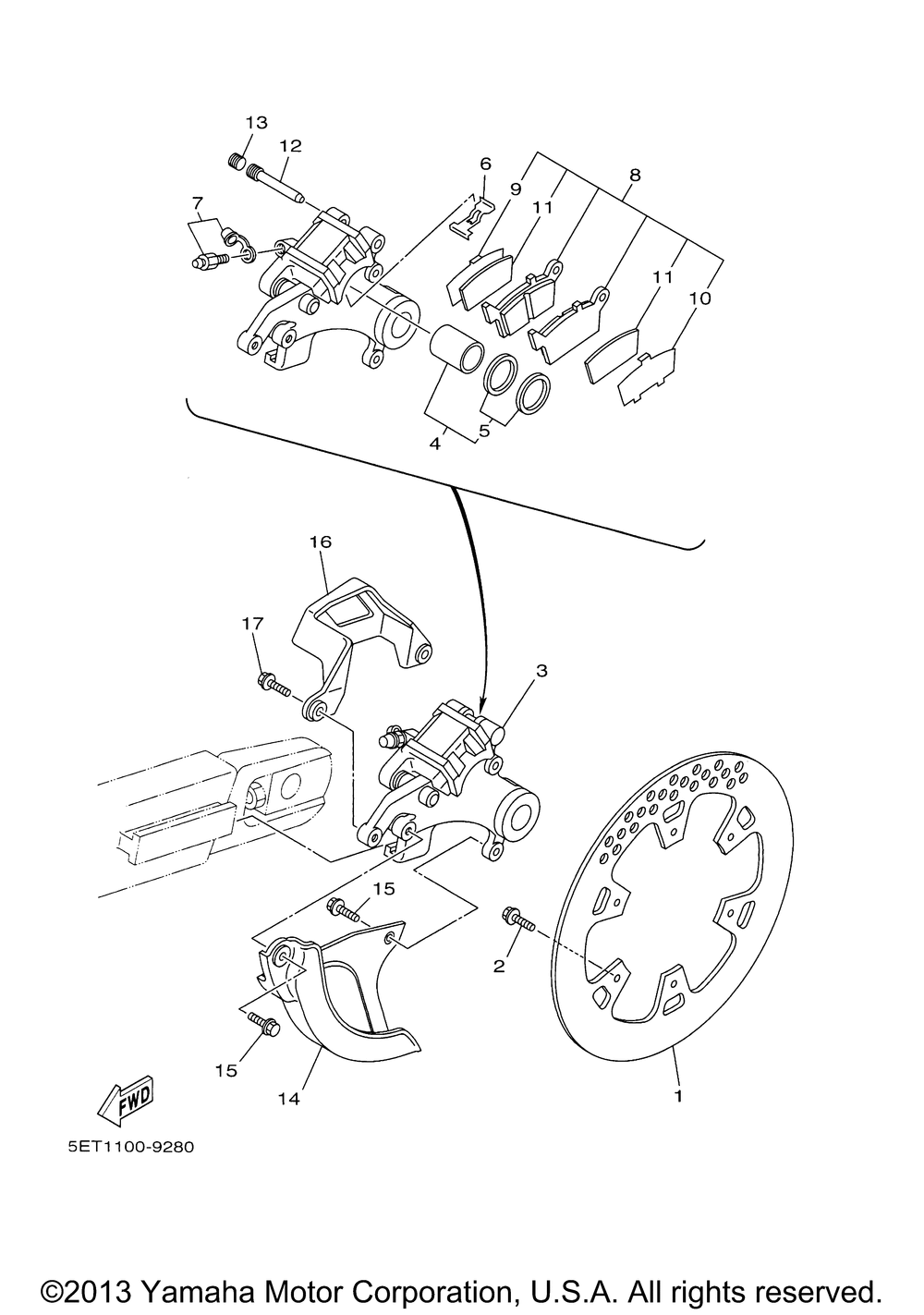 Rear brake caliper