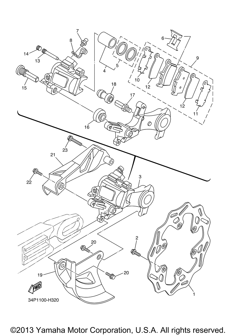 Rear brake caliper