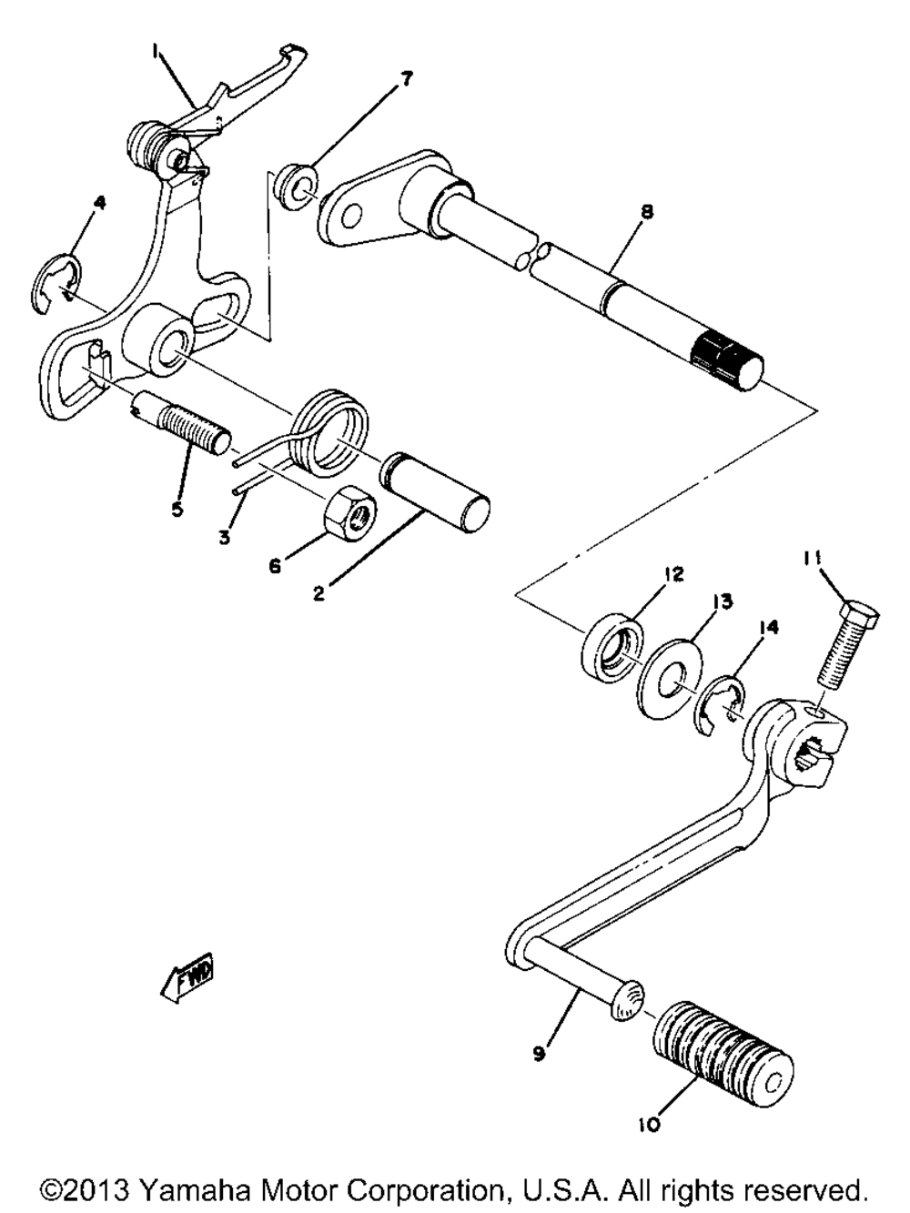 Shift shaft yz80d e f