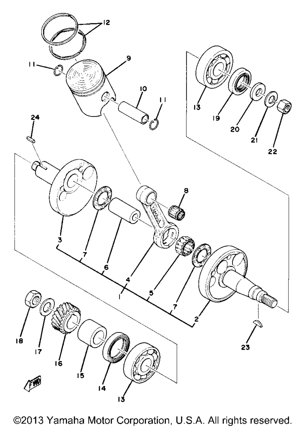 Crankshaft piston yz80d