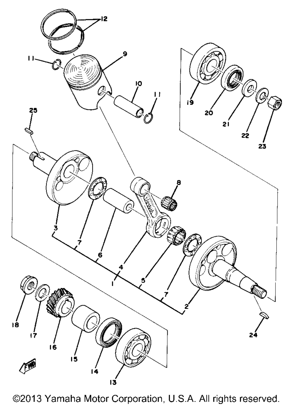 Crankshaft piston yz80e