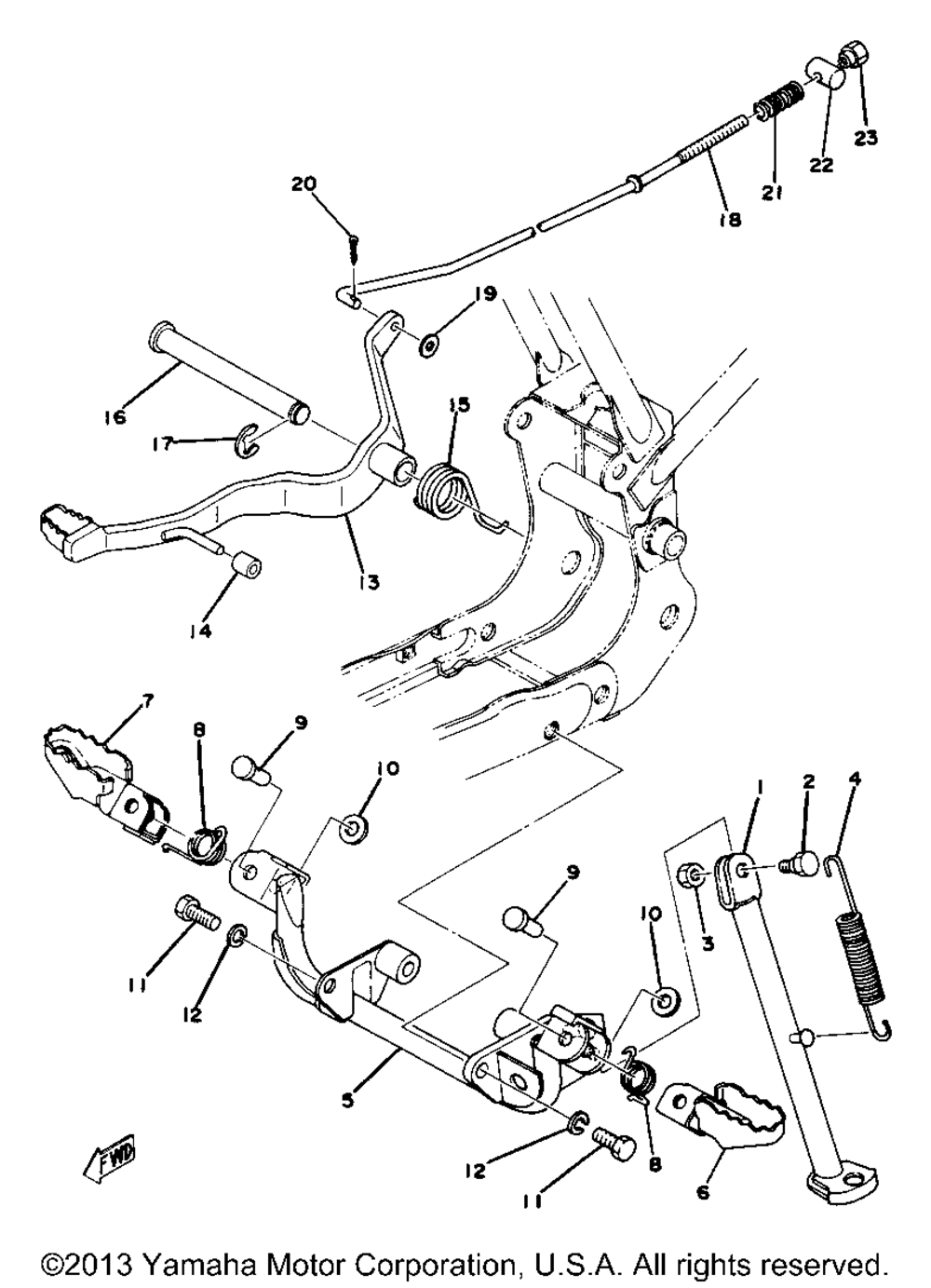 Stand footrest brake pedal yz80d e