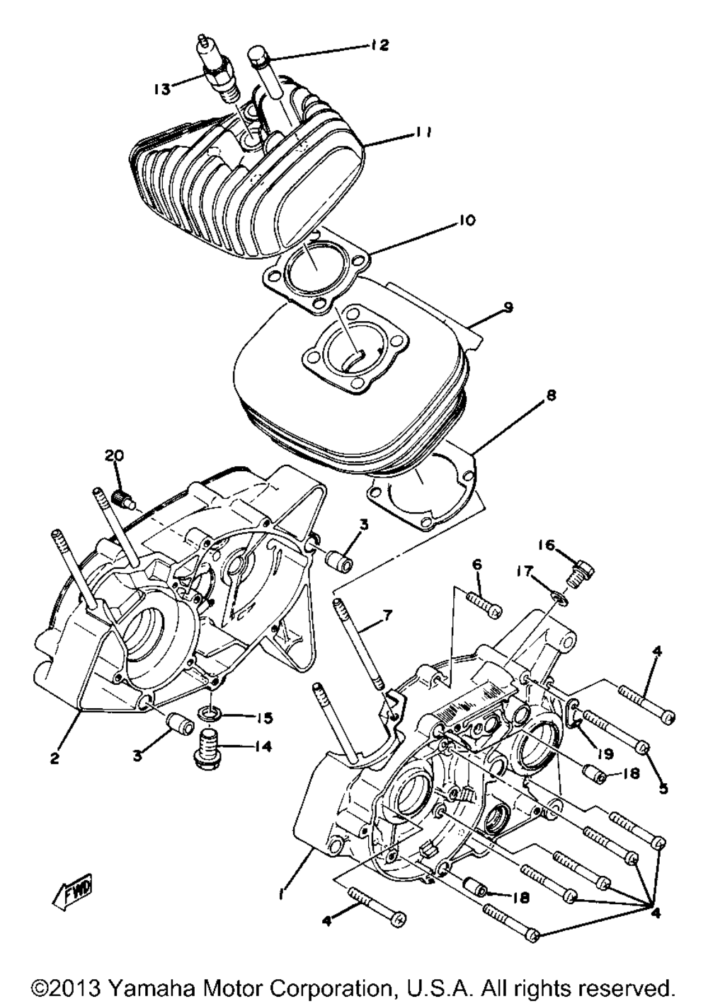 Cylinder crankcase yz80f