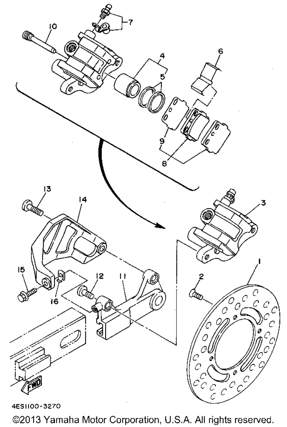 Rear brake caliper