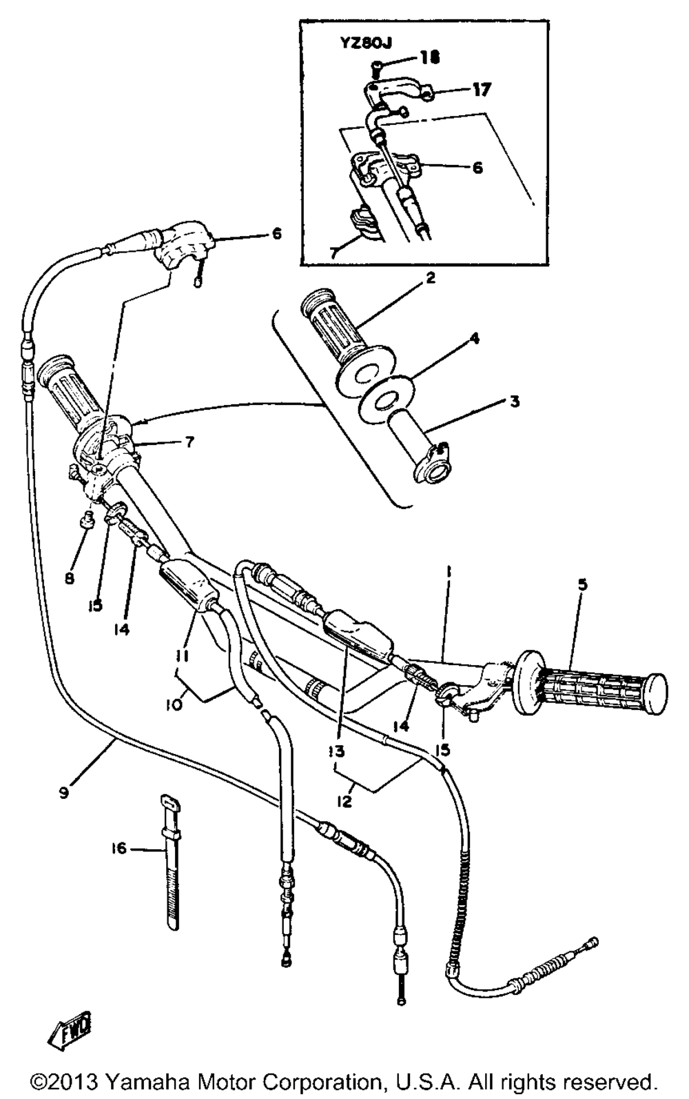 Handlebar cable yz80h j