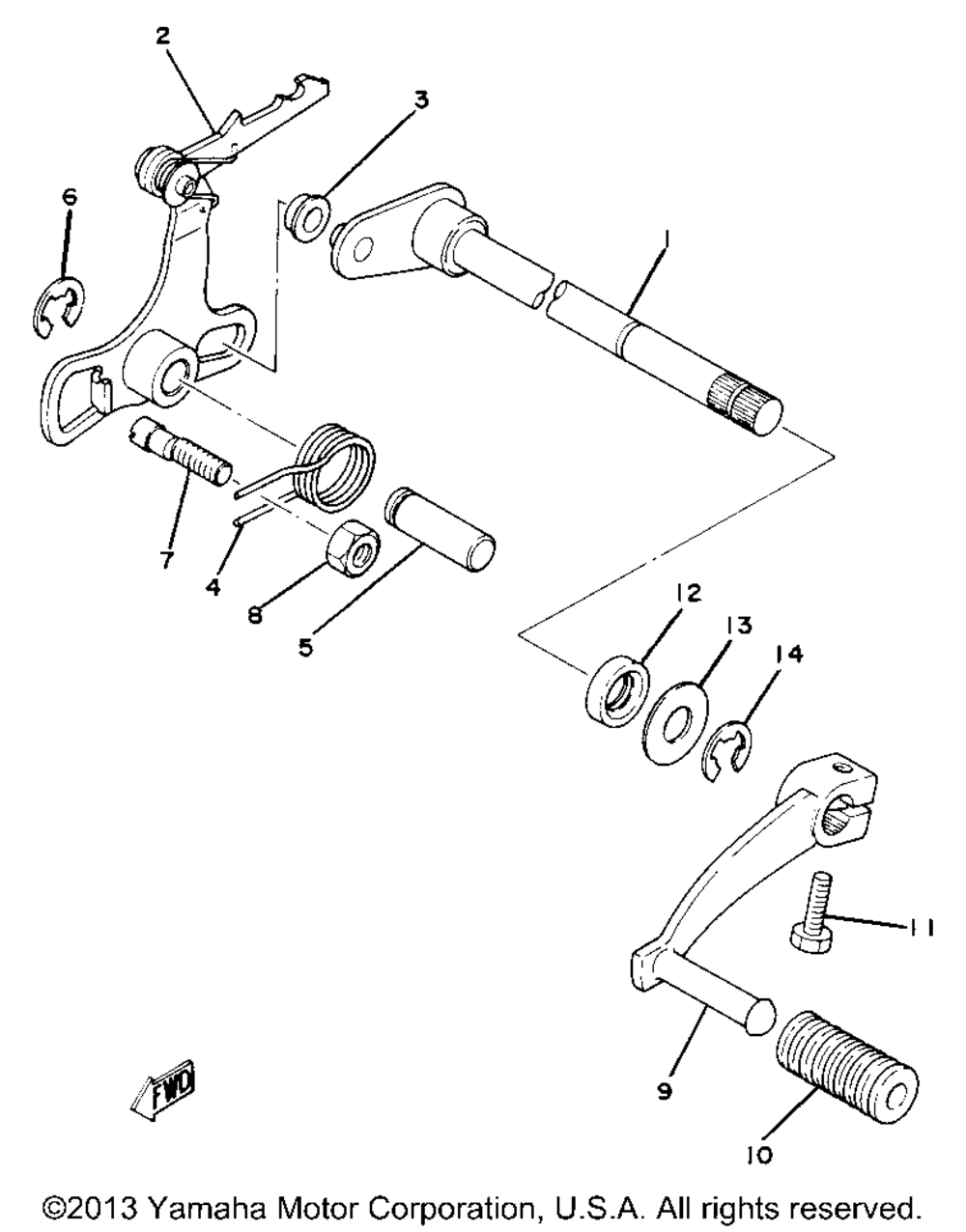 Shift shaft pedal yz80g