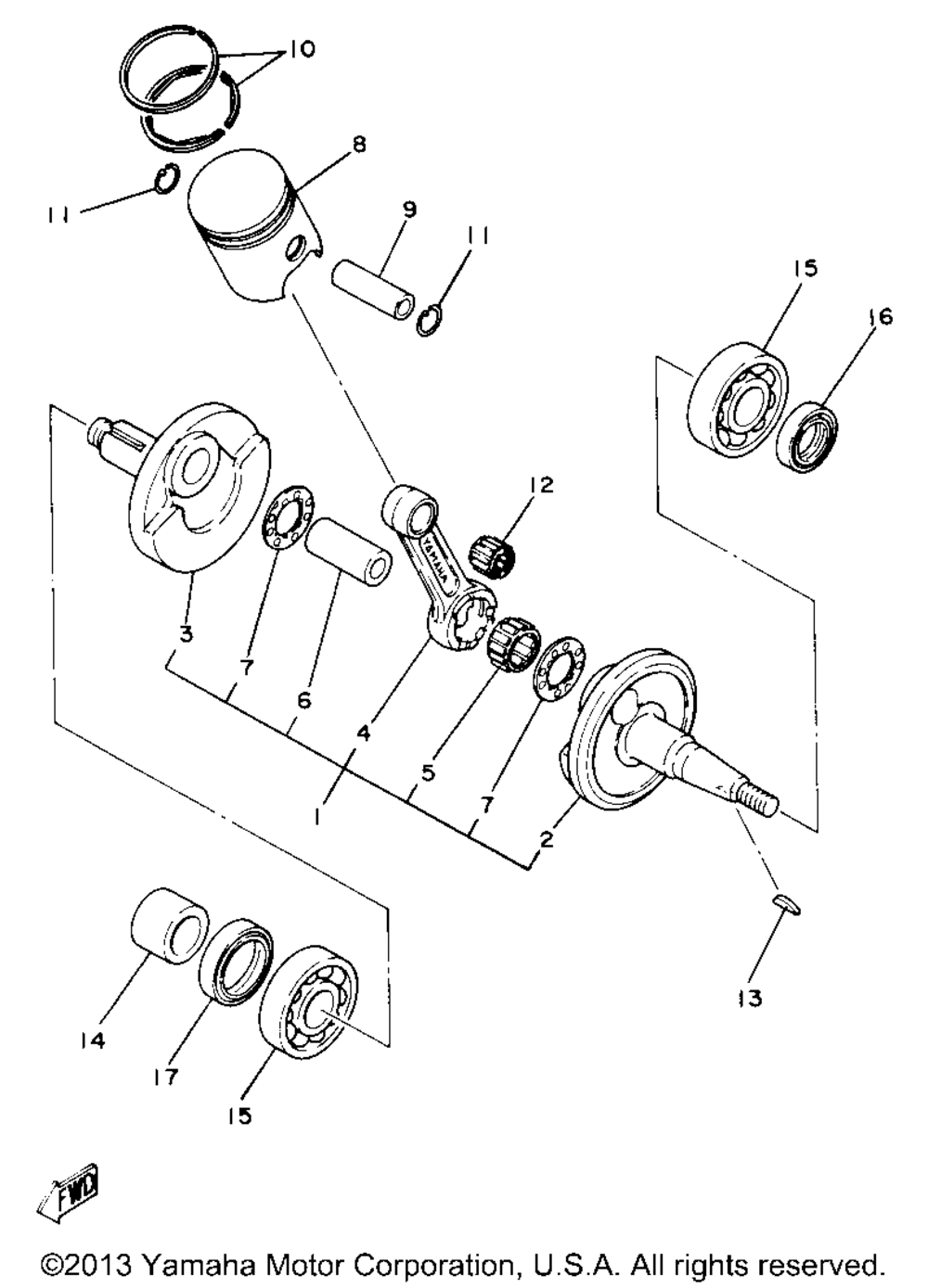 Crankshaft piston yz80g