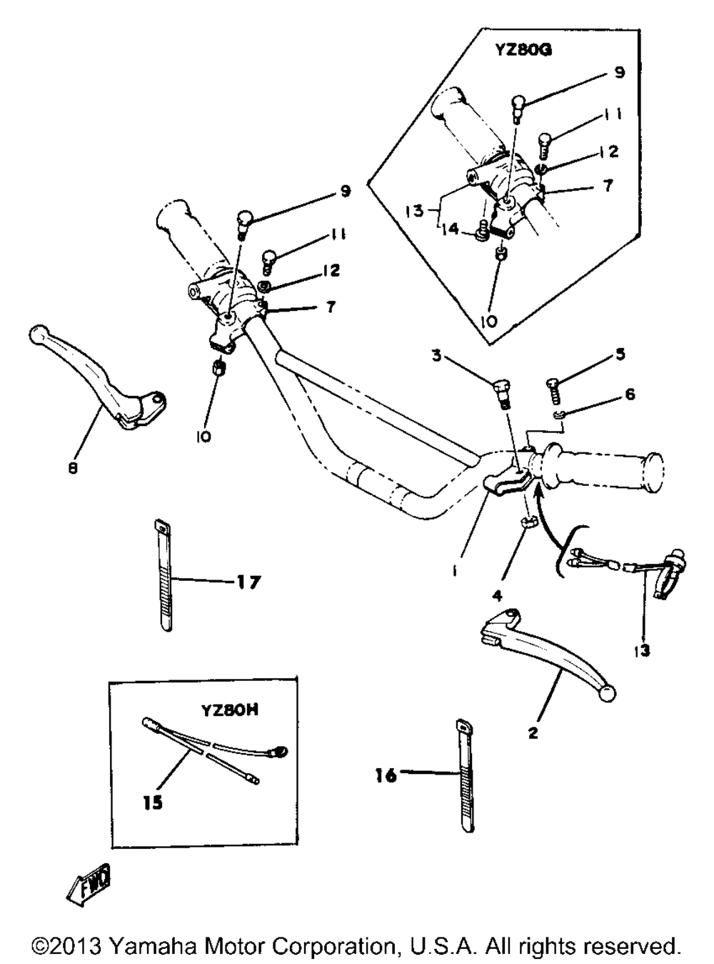 Handle switch lever yz80g h