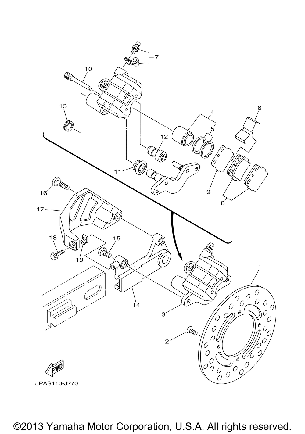 Rear brake caliper