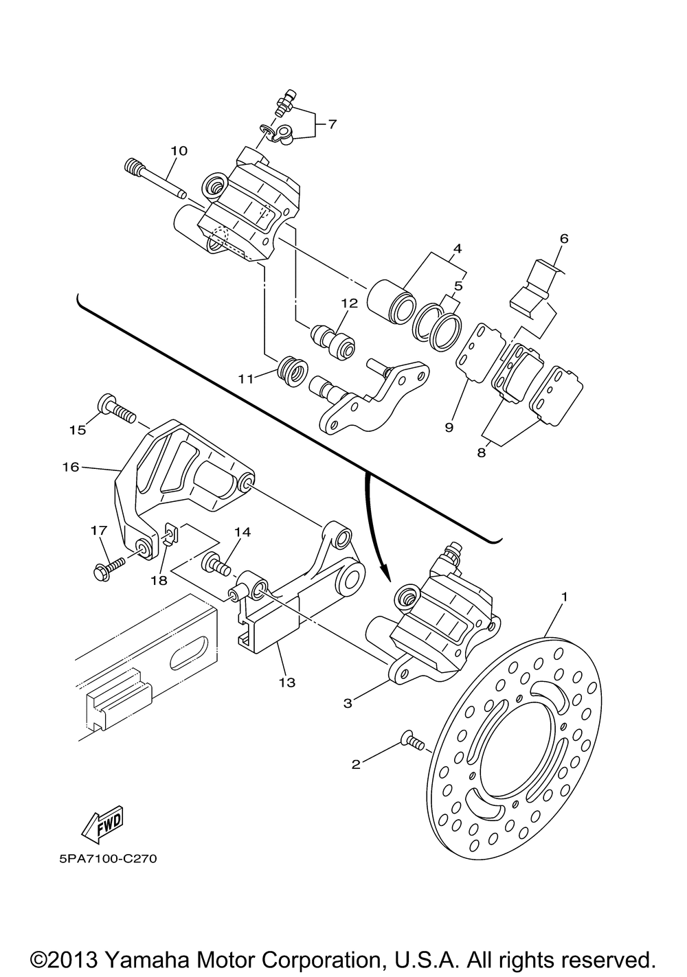 Rear brake caliper