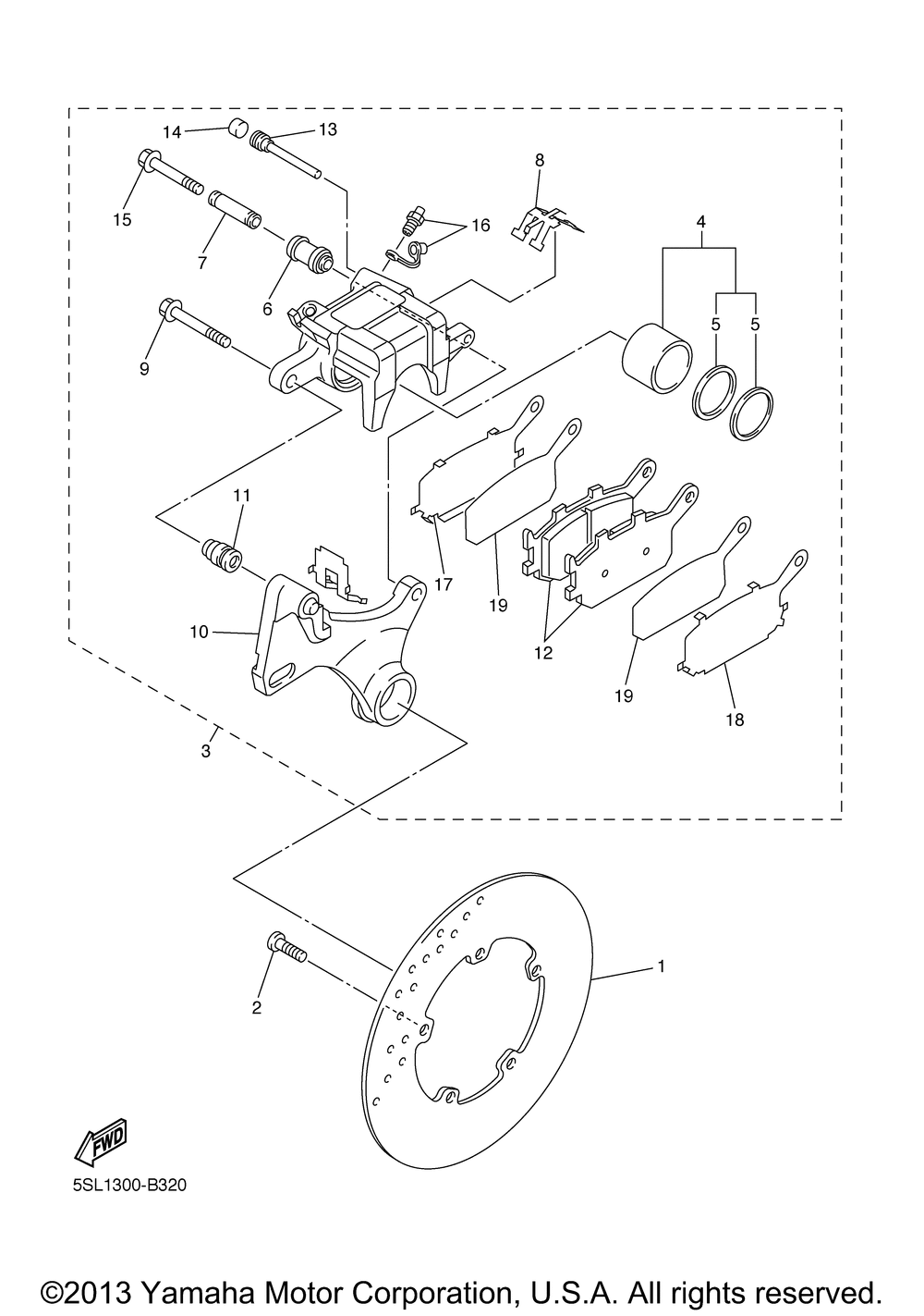 Rear brake caliper