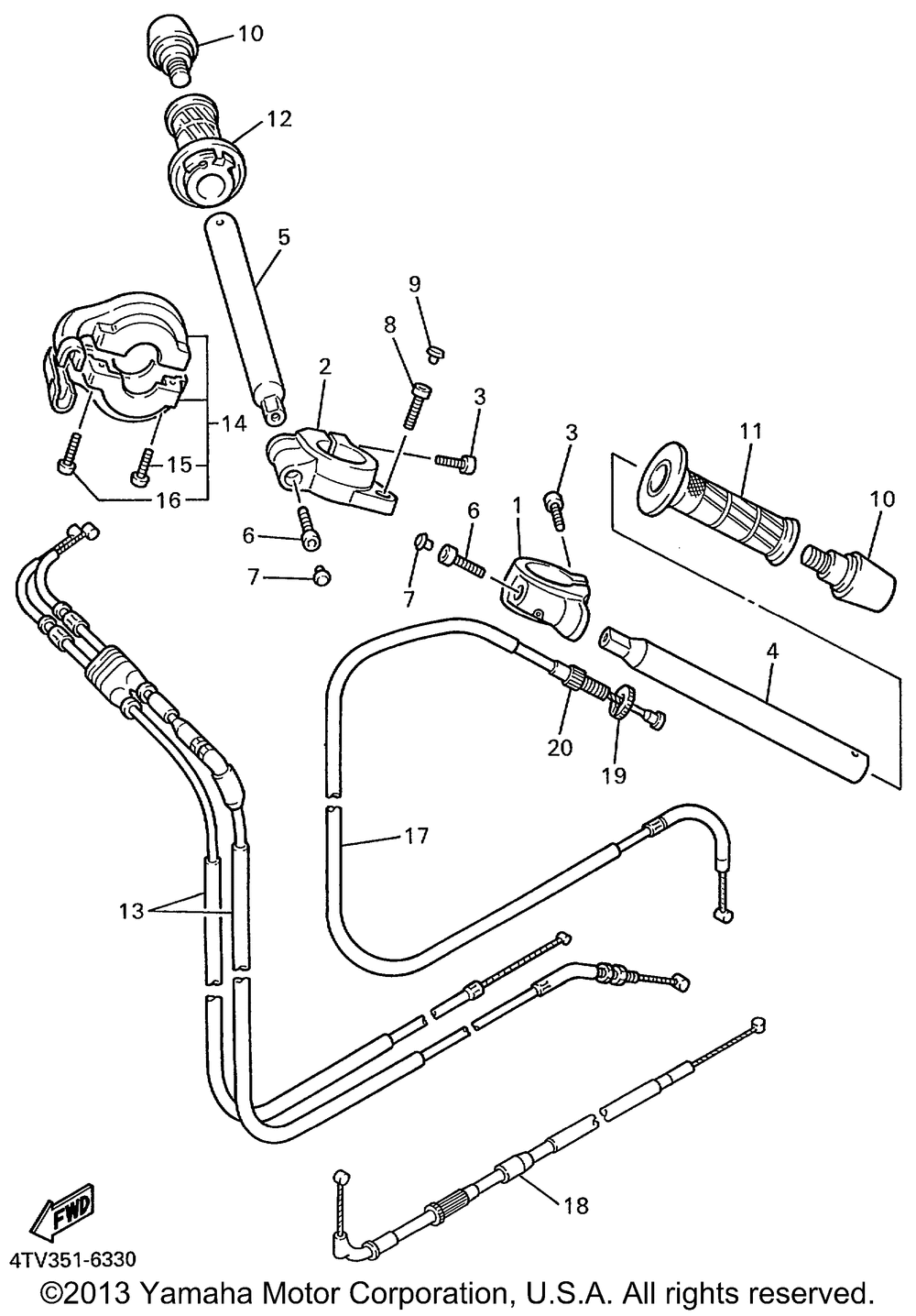 Steering handle cable