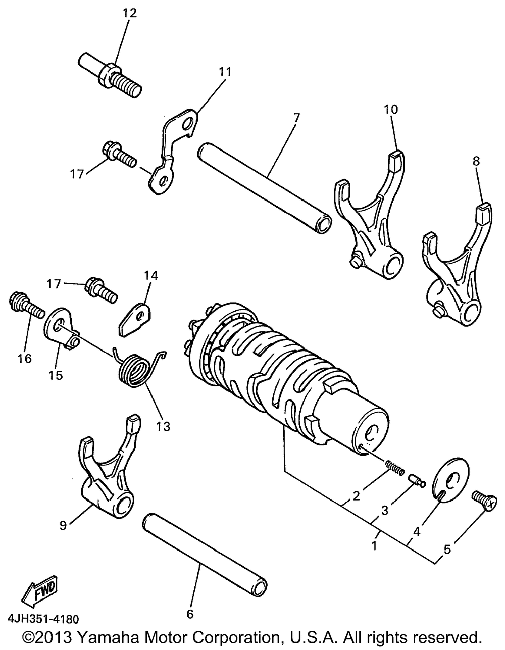 Shift cam fork