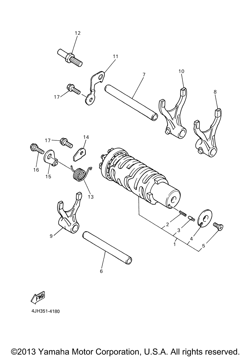 Shift cam fork