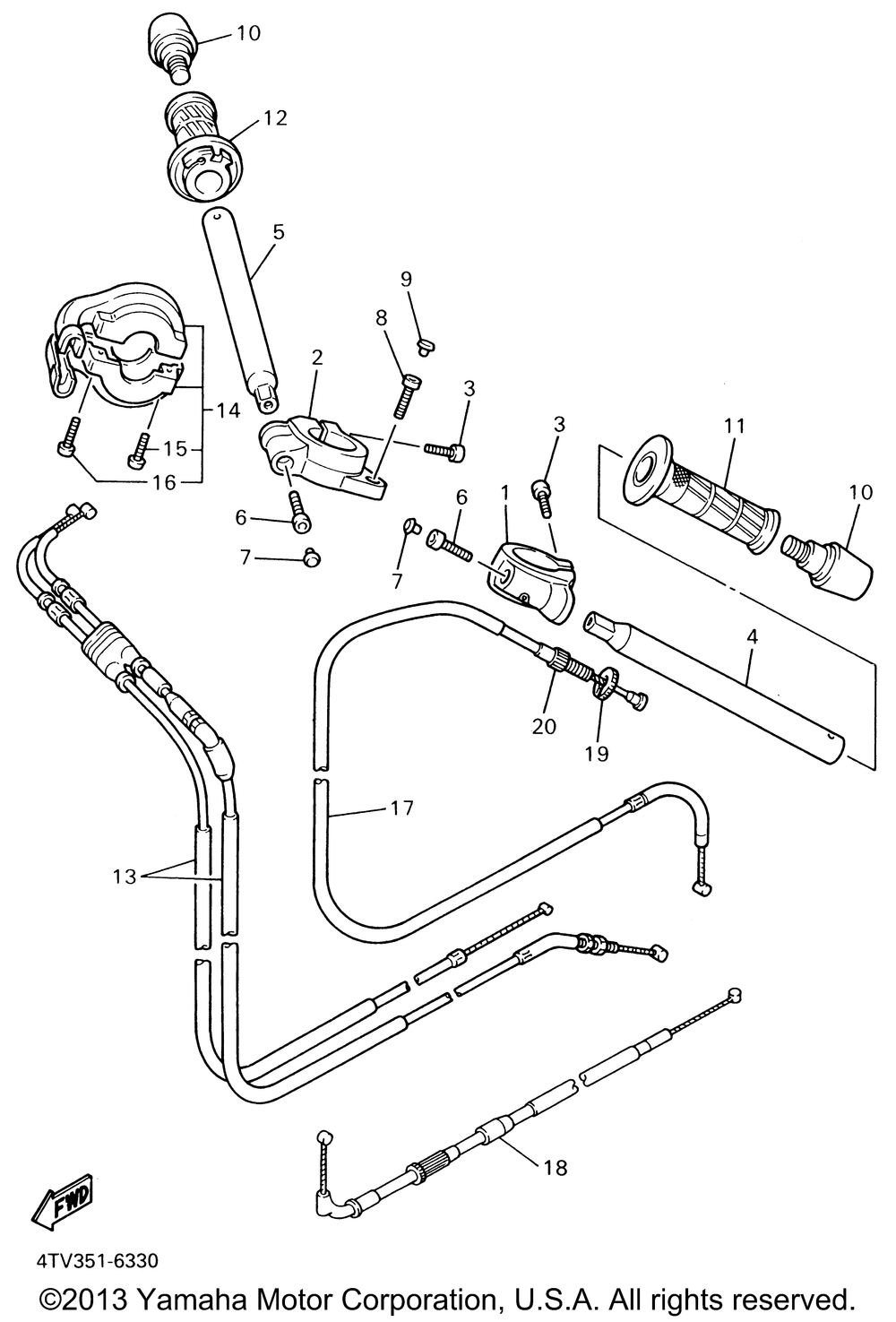 Steering handle cable