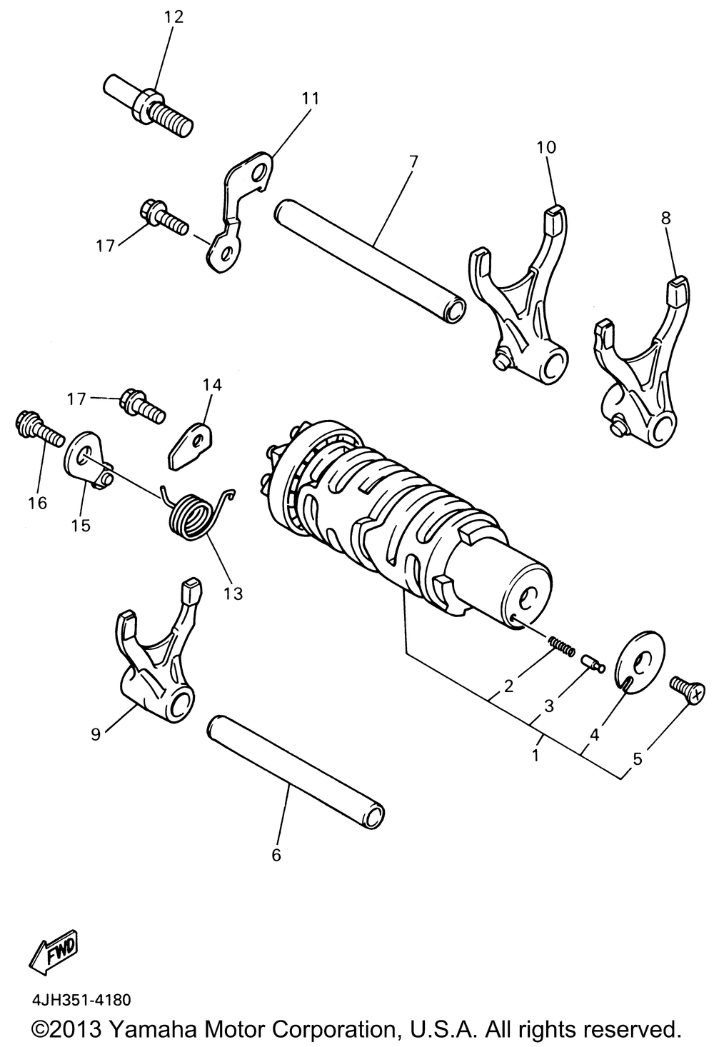 Shift cam fork