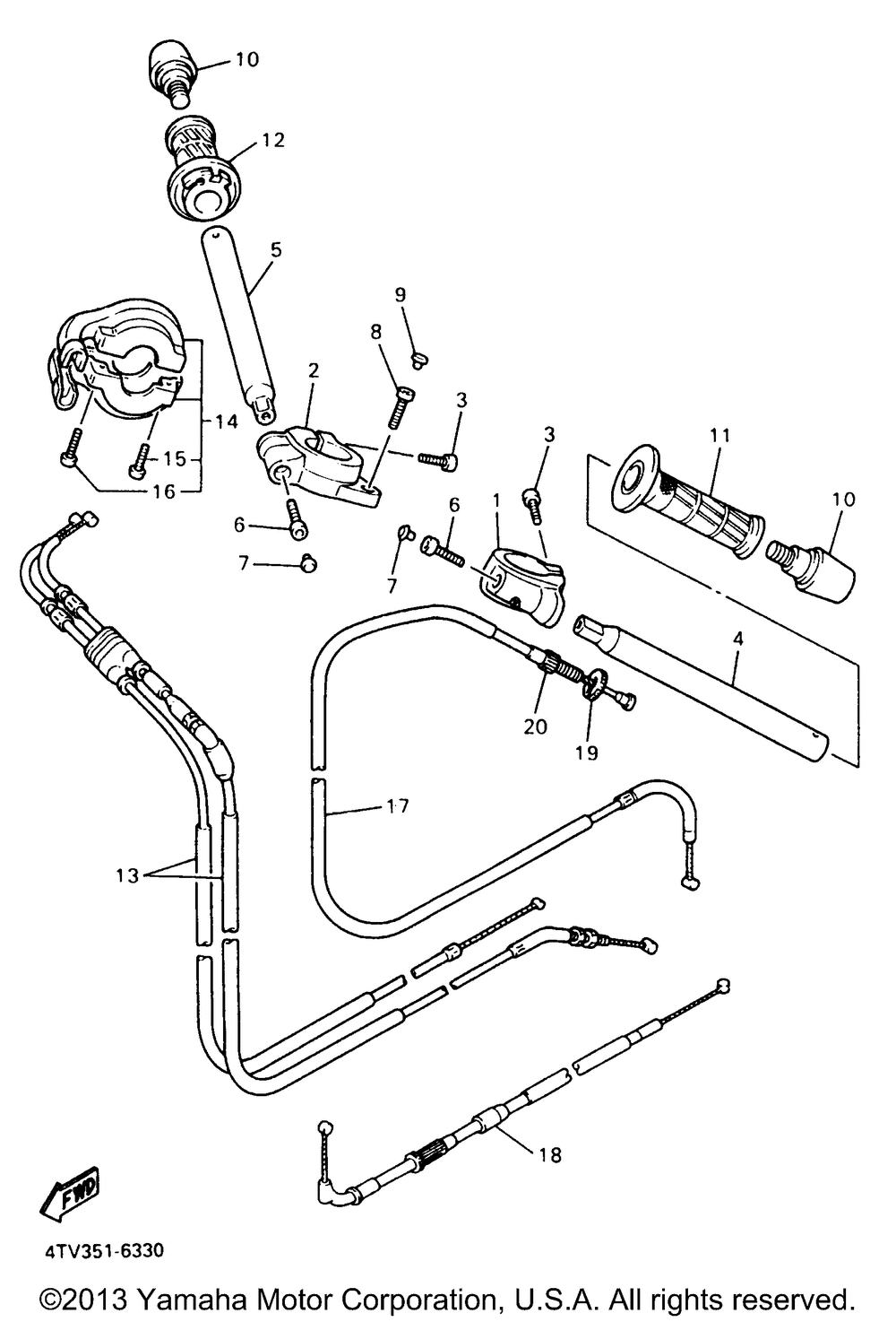 Steering handle cable