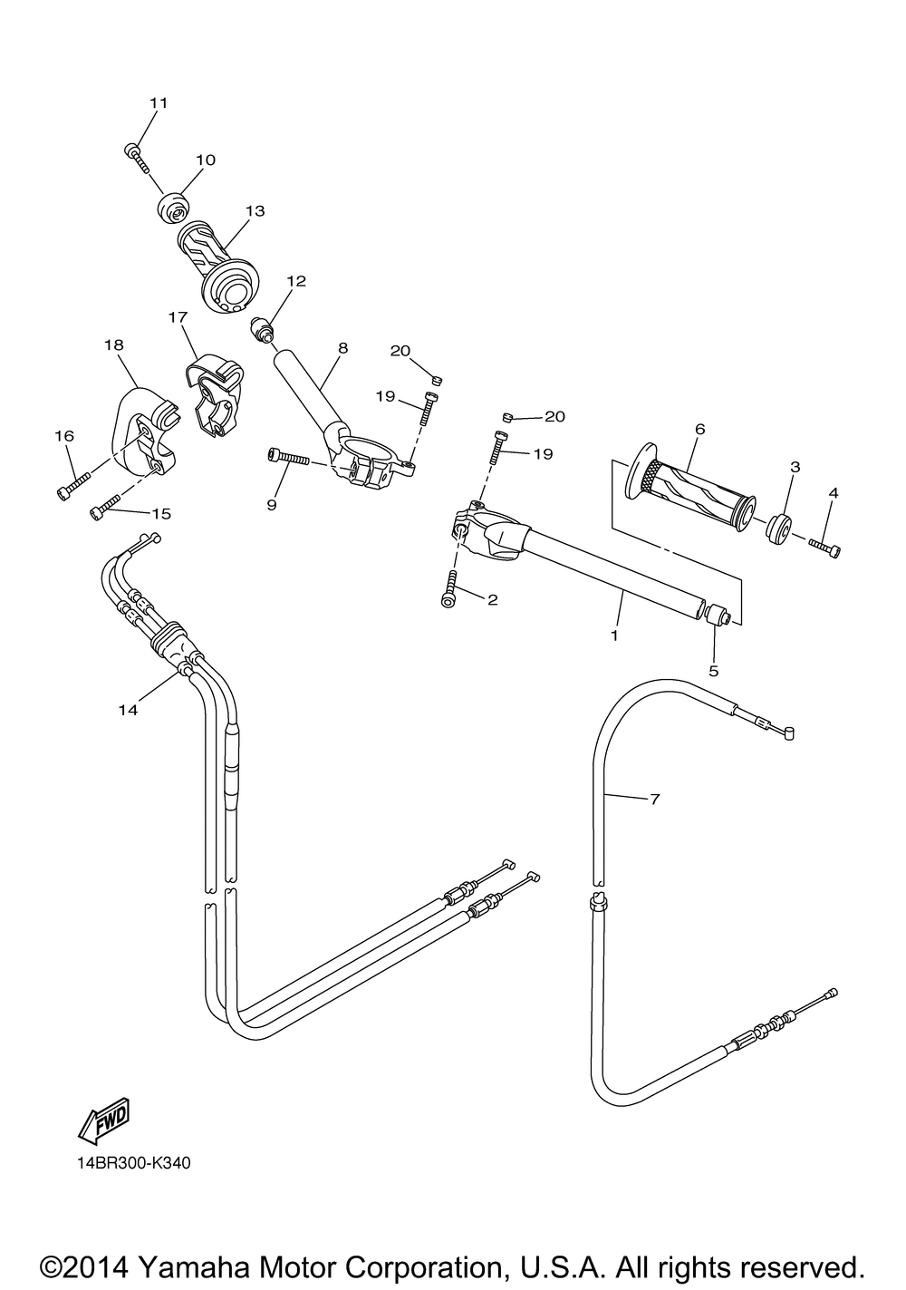 Steering handle cable