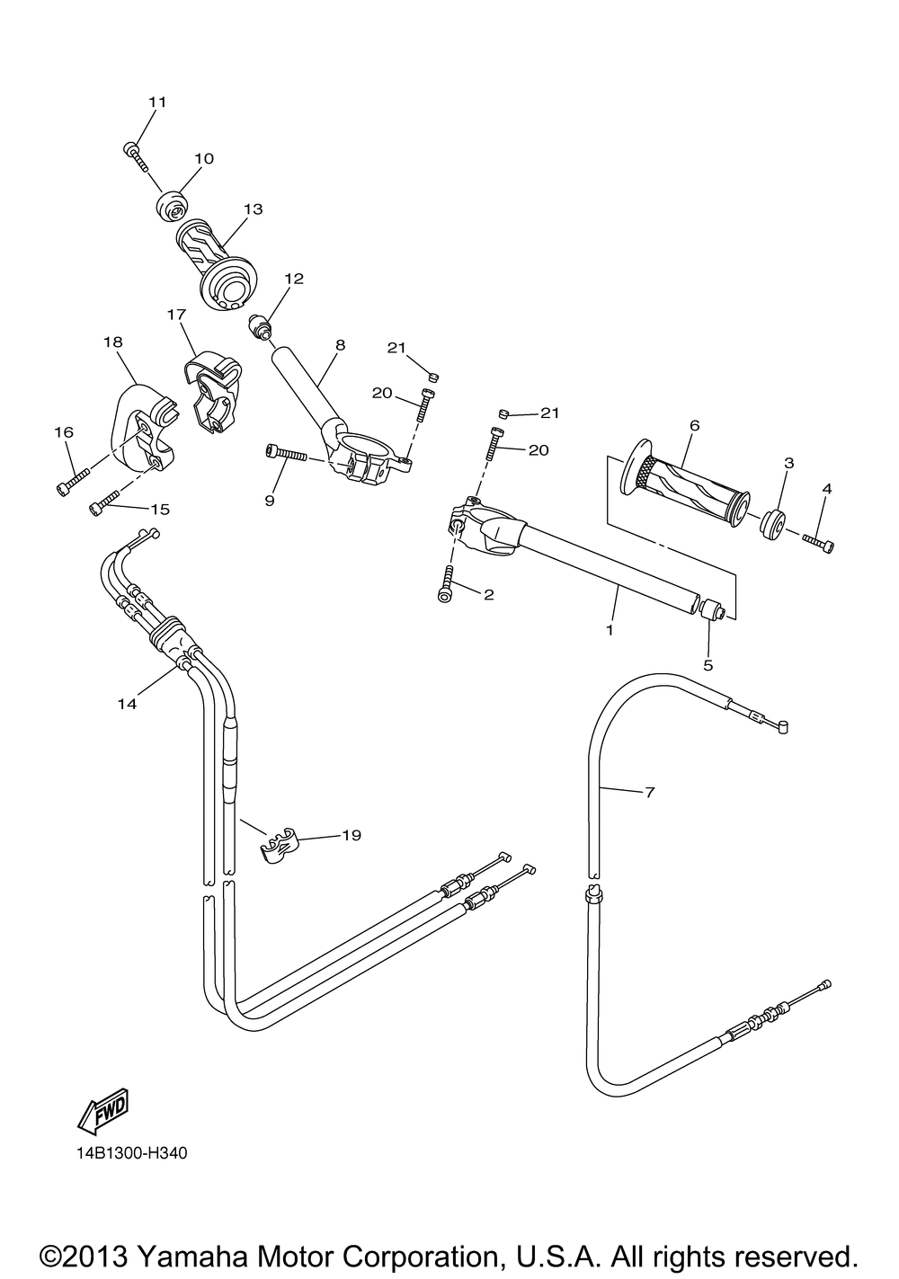 Steering handle cable