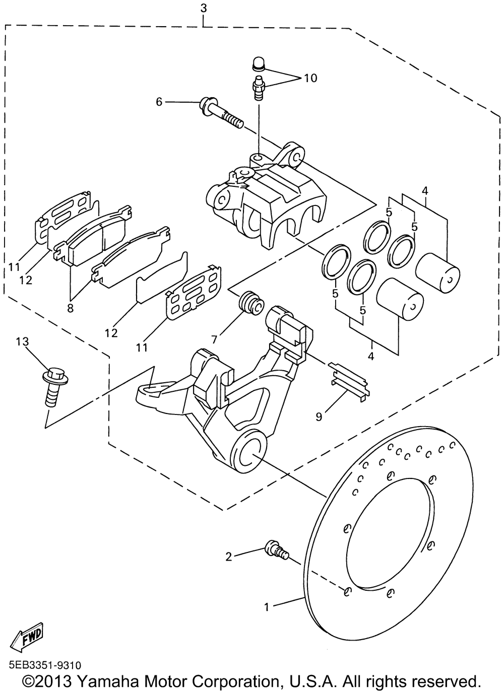 Rear brake caliper