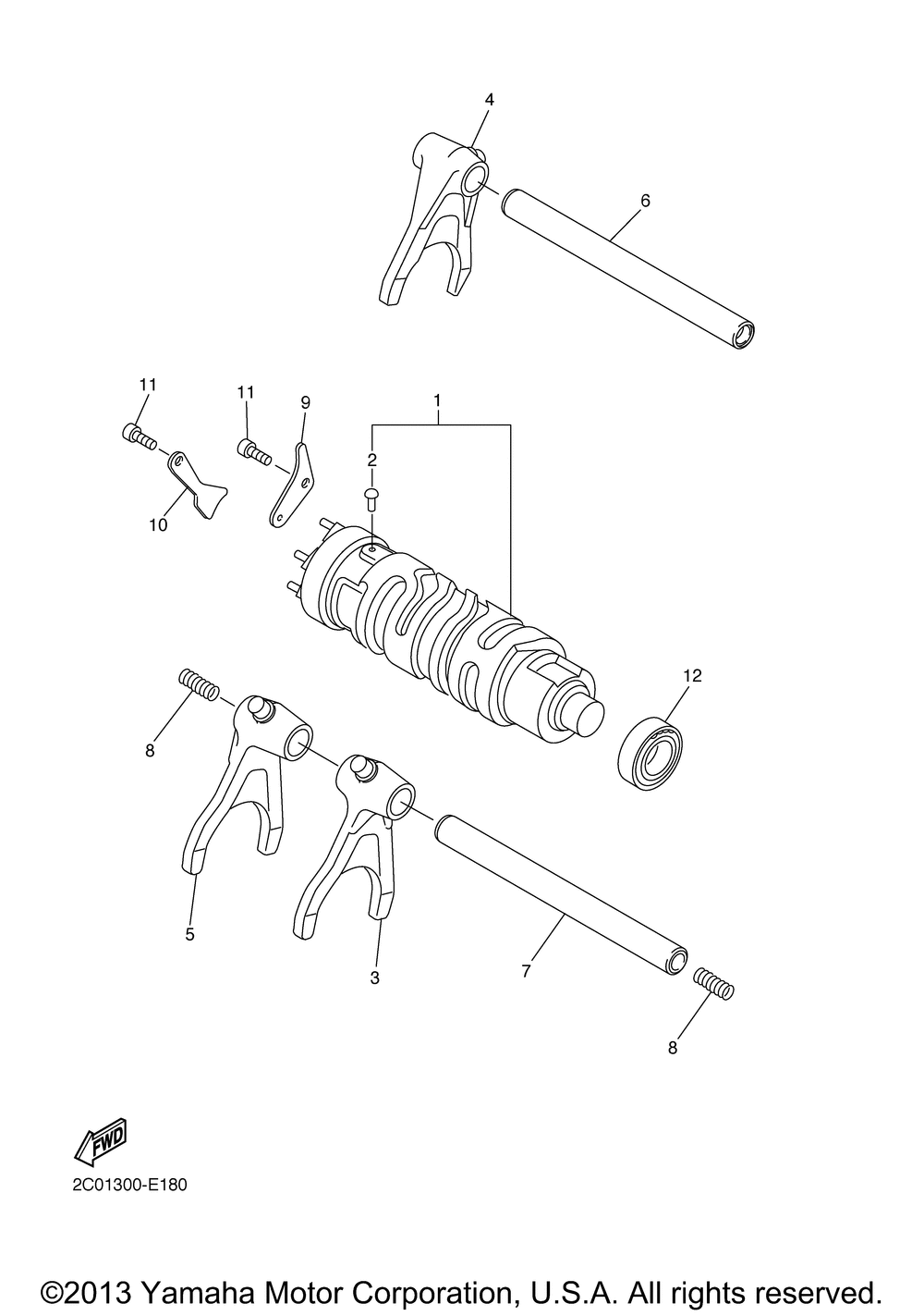 Shift cam fork