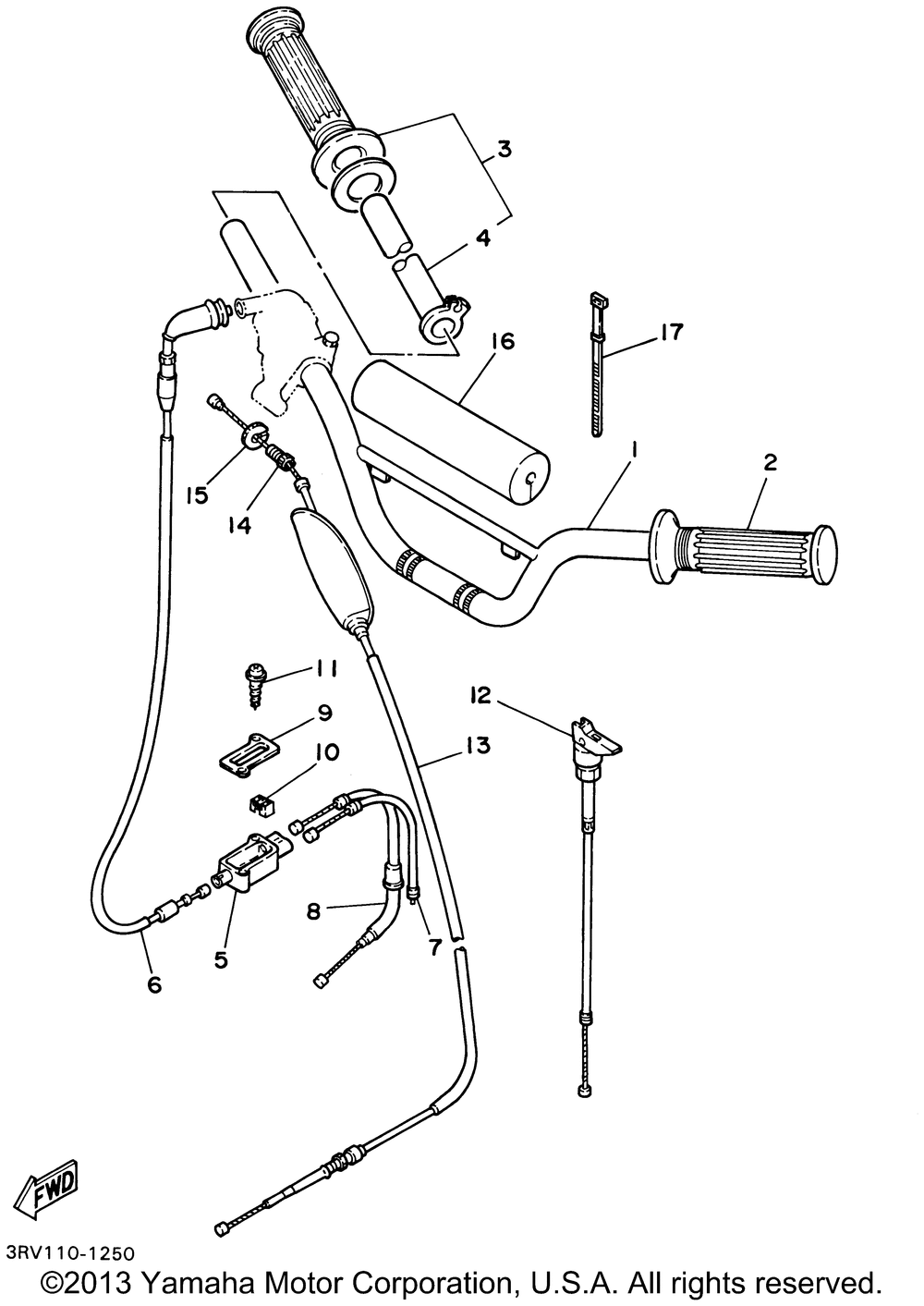 Steering handle cable