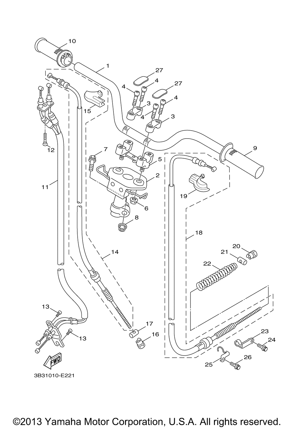 Steering handle cable