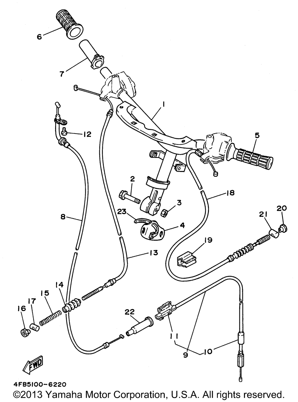 Steering handle cable