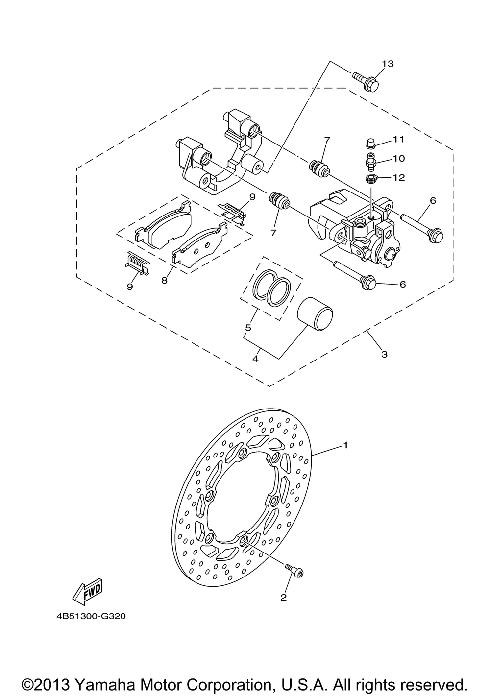 Rear brake caliper