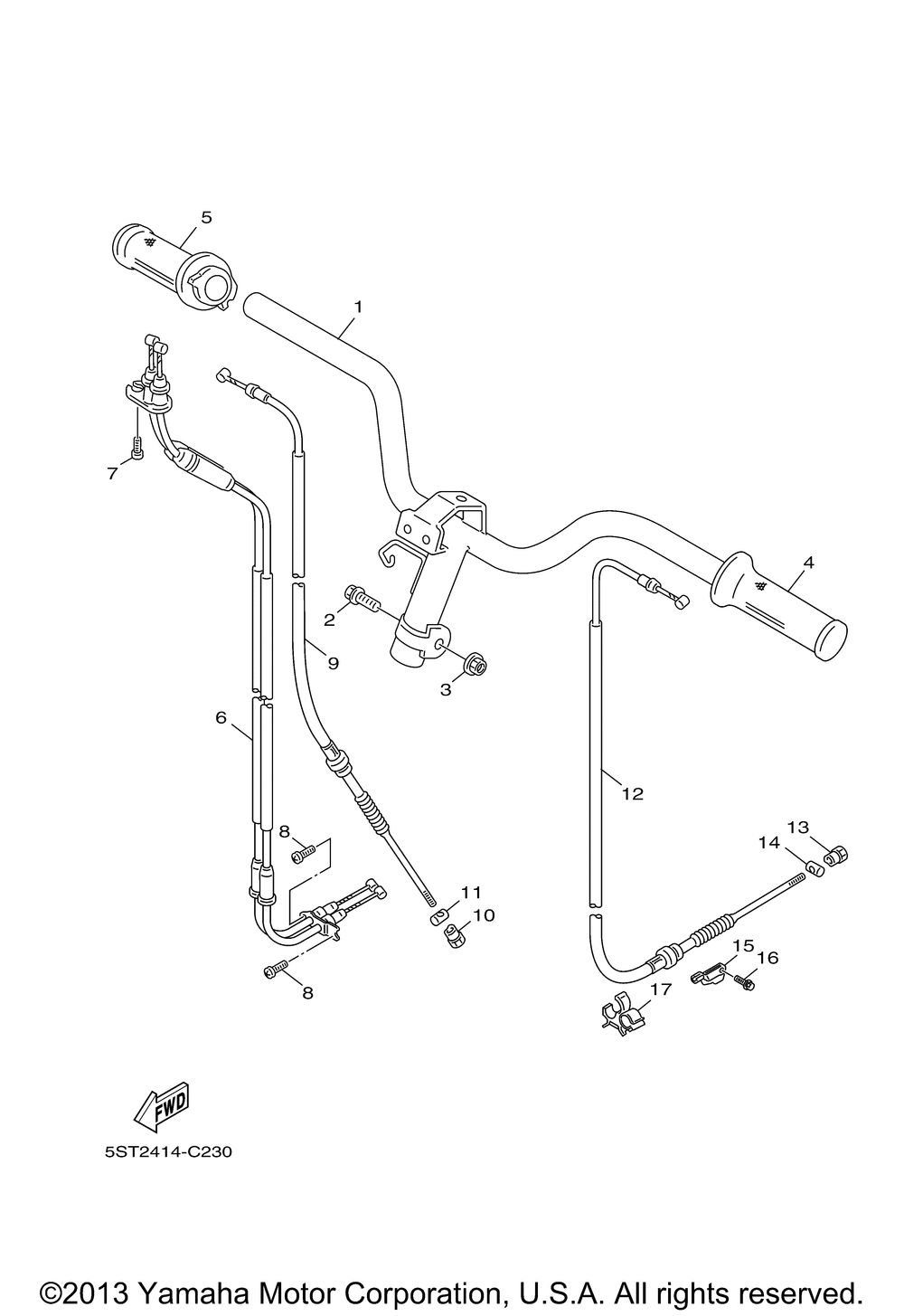 Steering handle cable