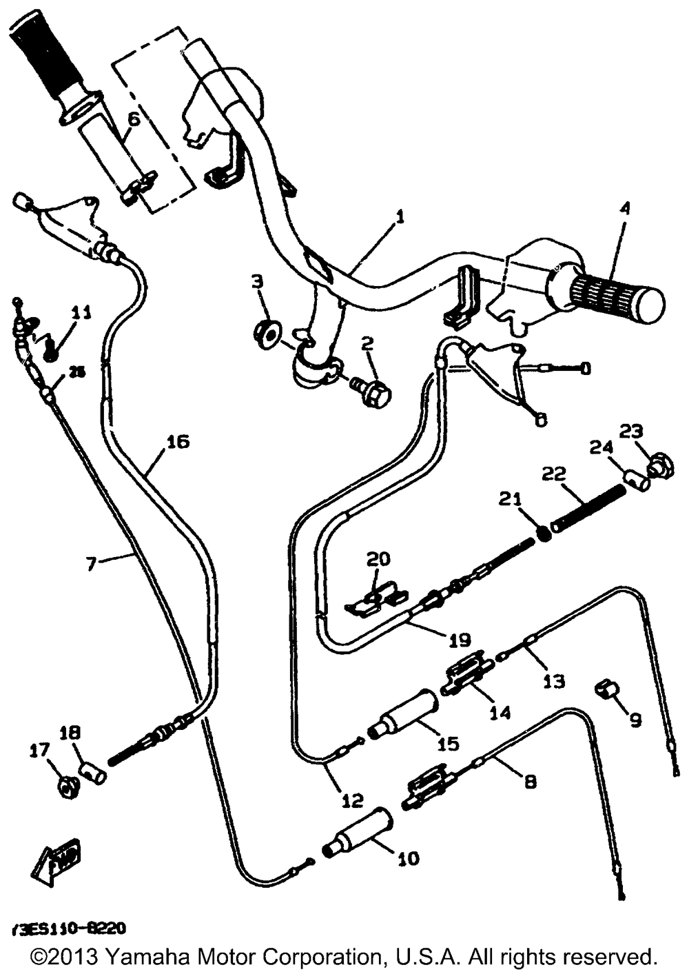 Steering handle cable