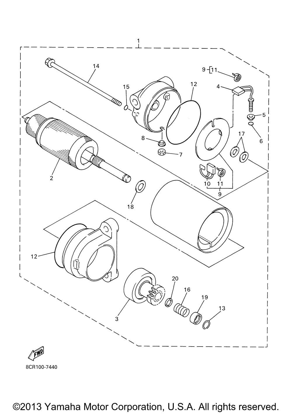 Alternate starter motor assy