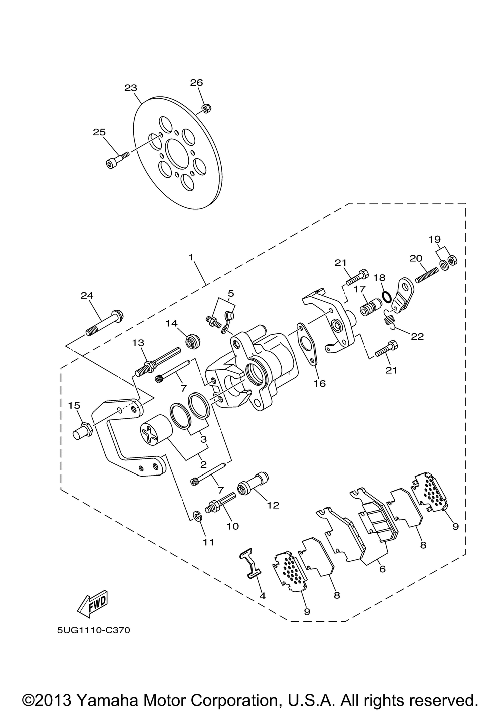 Rear brake caliper