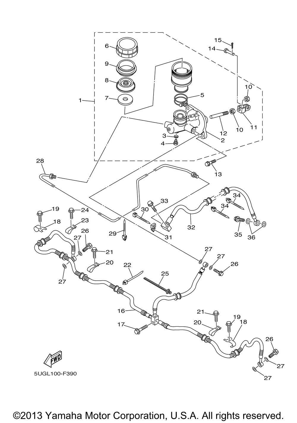 Rear master cylinder