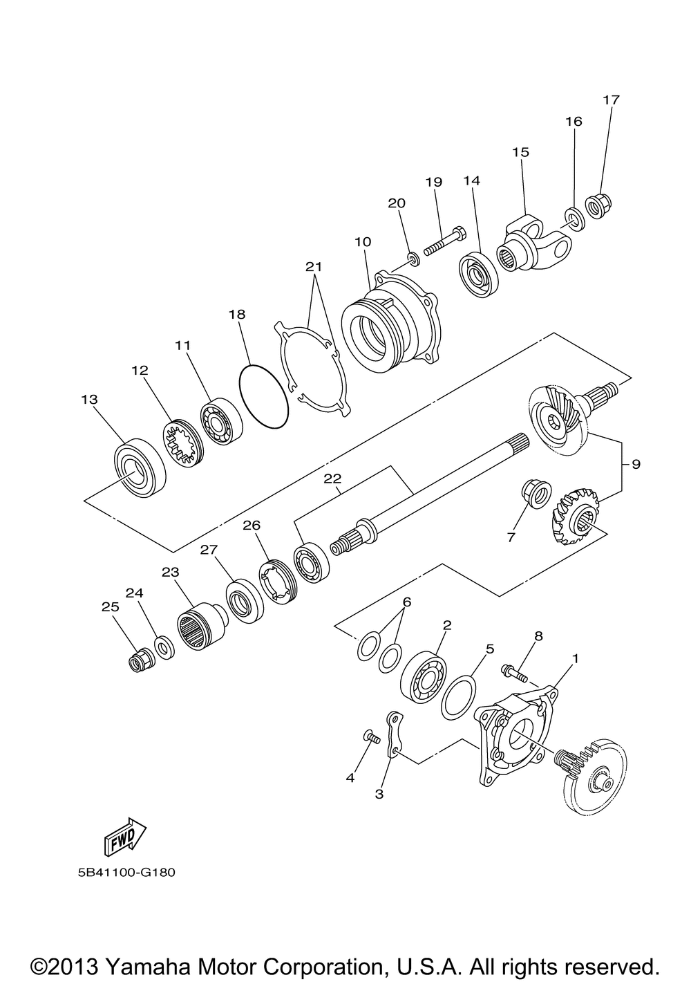 Middle drive gear