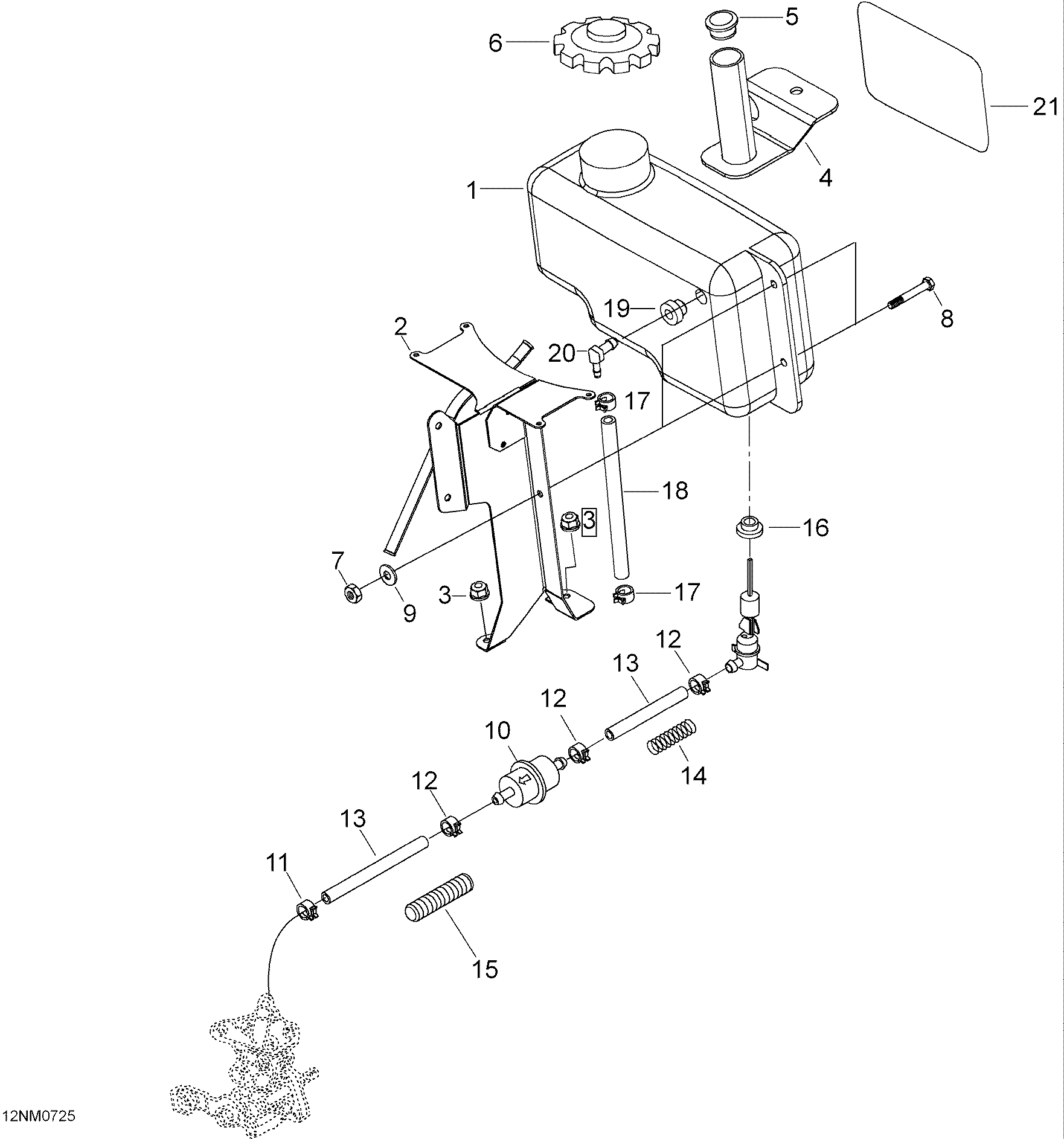 Oil tank and support