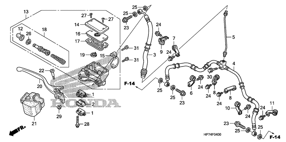 Front brake mastercylinder