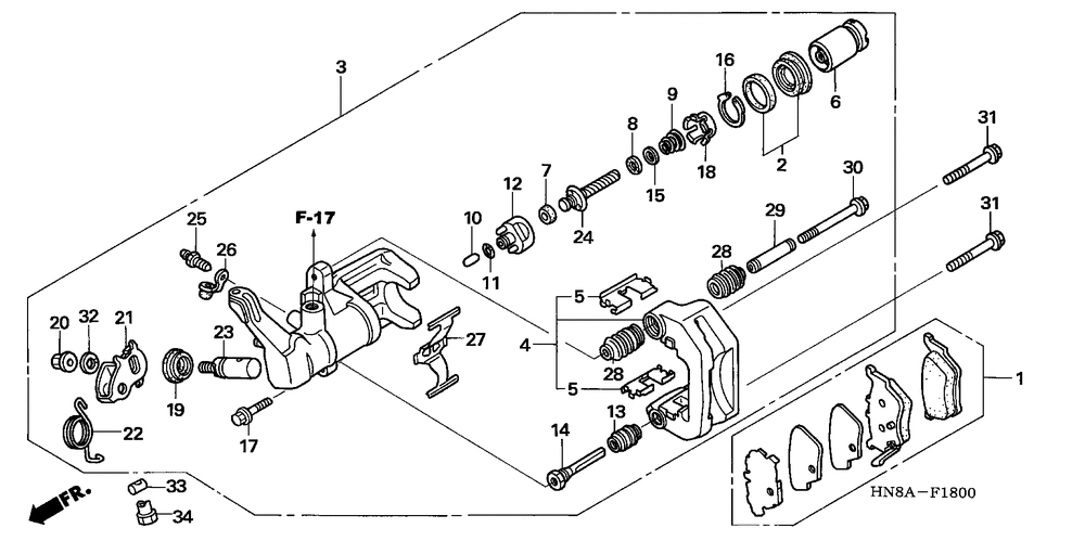 Rear brake caliper