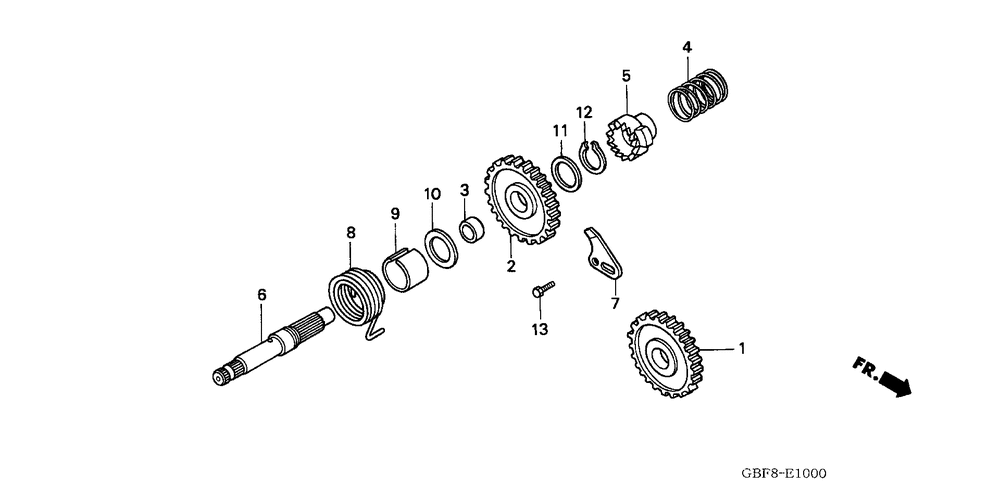 Kick starter spindle