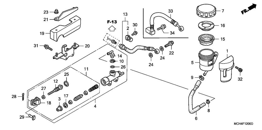 Rear brake mastercylinder